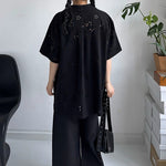 Heavy Floral Hollow Cuban Collar Shirt