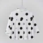 Women's Polka Dot Pleated Retro Collared Short Shirt