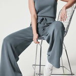 Zeagoo Women's Adjustable Belt Overalls Rompers Sleeveless Wide Leg Jumpsuit