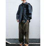 Japanese Retro Style Washed Striped Denim Shirt