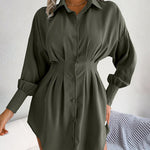 Zeagoo Lantern Sleeve Waisted Asymmetric Shirt Dress for Women Casual Work Office Loose Fit 2026 | Under