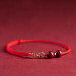 Buddha Stones Cinnabar Blessing Red String Golden Infinity Symbol Bracelet Anklet
