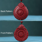 Buddha Stones Chinese Zodiac Natural Cinnabar Bagua Amulet Keep Away Evil Spirits Necklace Pendant