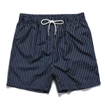 Crinkled Textured Button Up Shirt & Striped Print Swim Shorts