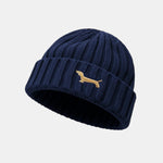 Dachshund Embroidered Pattern Thick And Warm Knitted Hat