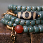 Buddha Stones 108 Mala Beads Bodhi Seed Dzi Bead Wisdom Bracelet