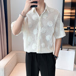 Hollow 3D Floral Short-sleeved Shirt