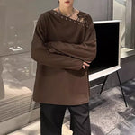 American Off-shoulder Tie-back Textured T-shirt