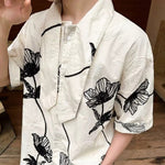 3D Embroidered Bow Tie Short-Sleeve Shirt