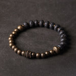 Buddha Stones Lava Rock Stone Copper Balance Cuff Bracelet Bangle