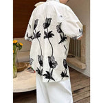 3D Embroidered Bow Tie Short-Sleeve Shirt