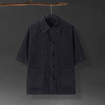 Denim Loose Button-Up T-Shirt