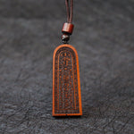 Buddha Stones Lightning Struck Jujube Wood Taoist Five Thunder Order Luck Protection Necklace Pendant