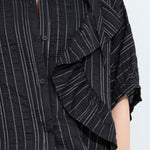 Women's Plus Size Asymmetric Layered Striped Loose Shirt
