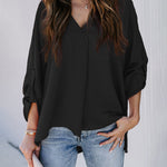 Zeagoo Zeagoo Casual V Neck Batwing 3/4 Sleeve T-Shirts Solid Color Loose Fit Cute Basic Flowy Tunic Tops