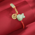 Buddha Stones 925 Sterling Silver Year of the Rabbit Hetian Jade Happiness Luck Red String Bracelet