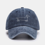 Line Dachshund Print Washed Baseball Cap