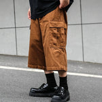 Vintage-style Multiple Pockets Cropped Trousers