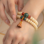 Buddha Stones Bodhi Seed Lotus Pod Charm Peace Double Wrap Bracelet
