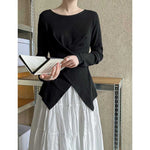 Irregular Hem Cross-over Knit Sweater