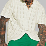Men's Street Style Sexy Knit Short Sleeve crochet Shirt