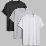 Men's 100% cotton basic round neck T-shirt three-piece set