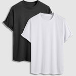 Men's 100% cotton basic round neck T-shirt two-piece set