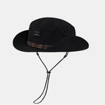 Slogan Patch Geometry Ethnic Pattern Bucket Hat With Chin Strap
