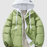 Men's stylish contrasting hooded warm cotton jacket