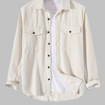 Men's Corduroy Solid Pocket Long Sleeve Shirt