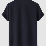 Men's Solid Color Waffle Textured Casual Short Sleeve Shirt