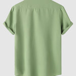Men's Solid Color Waffle Textured Casual Short Sleeve Shirt