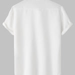 Men's Solid Color Waffle Textured Casual Short Sleeve Shirt