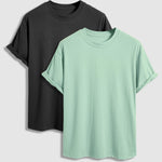 Men's 100% cotton basic round neck T-shirt two-piece set