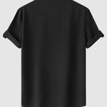 Men's Solid Color Half Button Stand Collar Short Sleeve Shirt