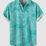 Men's  3D geometric print beach casual short-sleeved shirt