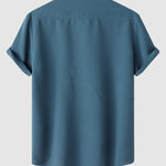 Men's Solid Color Waffle Textured Casual Short Sleeve Shirt