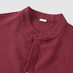 Men's Solid Color Half Button Stand Collar Short Sleeve Shirt