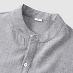 Men's Solid Color Half Button Stand Collar Short Sleeve Shirt