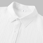 Men's solid color striped textured casual button-down Short Sleeve Shirt
