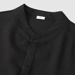 Men's Solid Color Half Button Stand Collar Short Sleeve Shirt