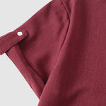 Men's Solid Color Half Button Stand Collar Short Sleeve Shirt