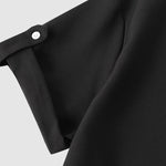 Men's Solid Color Half Button Stand Collar Short Sleeve Shirt