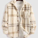 Men's Vintage Plaid Fleece Lapel Jacket