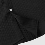 Men's solid color striped textured casual button-down Short Sleeve Shirt