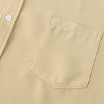 Men's Solid Color Waffle Textured Casual Short Sleeve Shirt