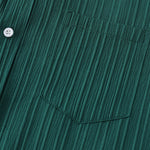 Men's solid color striped textured casual button-down Short Sleeve Shirt