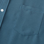 Men's Solid Color Waffle Textured Casual Short Sleeve Shirt