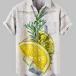Men's 3D Lemon Print Beach Casual Short Sleeve Shirt