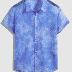 Men's daisy seersucker casual short-sleeved shirt